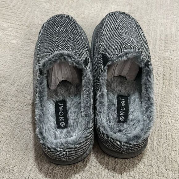 ONCAI Clog Slippers Stripe Faux Fur Cotton-Blend High-Density Memory Foam Men’s - Picture 3 of 6